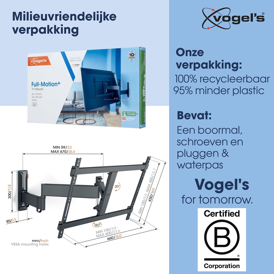 Vogel's COMFORT TVM 3645 | Draai- en kantelbare tv-beugel | 40-77 3